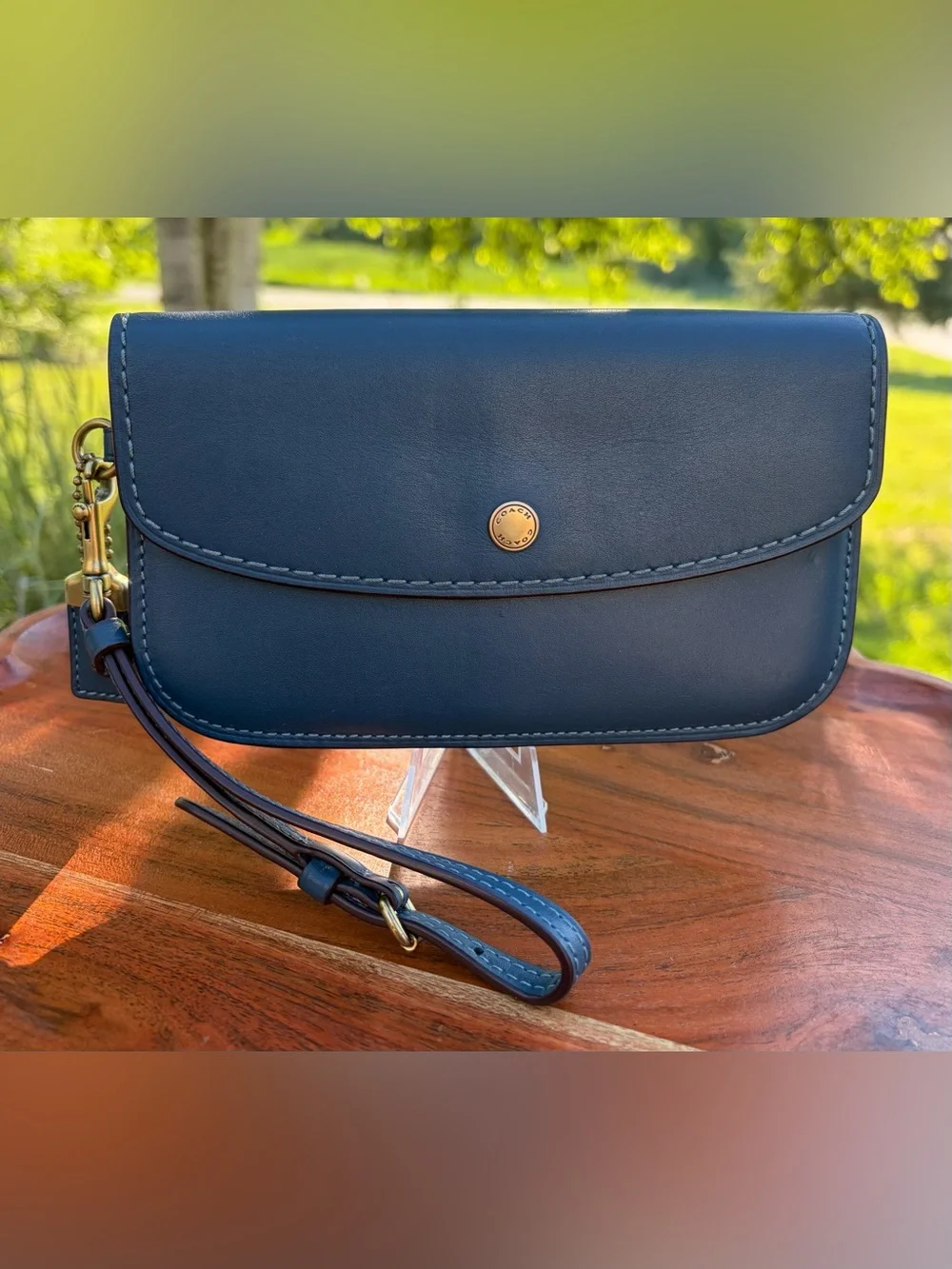 Coach 1941 Clutch Denim Leather Wristlet Wallet 58818 Like New